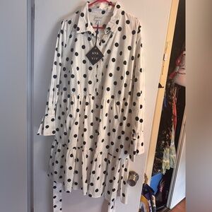 Ava & Viv Women's Dress - Black Polka Dots on White